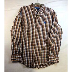 U.S. Polo Assn. Men’s M Cotton Check Woven Long Sleeve Button-Down Shirt Pockets